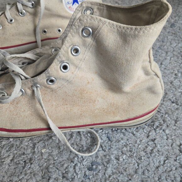 Vintage White Converse Shoes Mens 13 All Star High Tops Made In USA - Picture 6 of 15